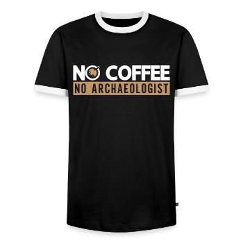 Archéologue Pas de café Pas d’archéologie Amateur de café - T-shirt contrasté Homme - noir/blanc - Devant - AI Model Female 172 light (172cm) & AI Model Male 178 light (178cm)