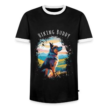 Hiking Buddy - Dein treuer Hund am Gipfel - Männer Kontrast-T-Shirt - Schwarz/Weiß - Vorne - AI Model Female 172 light (172cm) & AI Model Male 178 light (178cm)