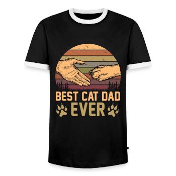 Meilleur Chat Papa Jamais Rétro Vintage Cadeau Femmes Hommes - T-shirt contrasté Homme - noir/blanc - Devant - AI Model Female 172 light (172cm) & AI Model Male 178 light (178cm)