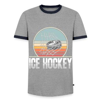 Eishockey Hockey sur glace - T-shirt contrasté Homme - gris/marine  - Devant - AI Model Female 172 light (172cm) & AI Model Male 178 light (178cm)