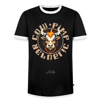 Kuh-Pimp-Republik: Kuhbauer, Bauern und Kühe - Männer Kontrast-T-Shirt - Schwarz/Weiß - Vorne - AI Model Female 172 light (172cm) & AI Model Male 178 light (178cm)