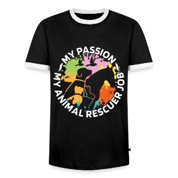 Sauveteur d’animaux Ma passion Mon amoureux des refuges pour animaux - T-shirt contrasté Homme - noir/blanc - Devant - AI Model Female 172 light (172cm) & AI Model Male 178 light (178cm)