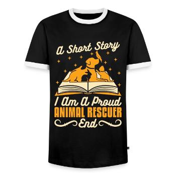 Animal Rescuer A Short Story I Am A Proud Rescuer - Men's Ringer Shirt - black/white - Front - AI Model Female 172 light (172cm) & AI Model Male 178 light (178cm)