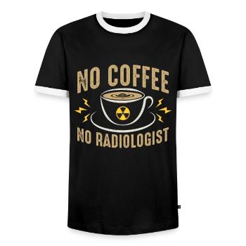 Radiologist No Coffee No Radiology Coffee Lover - Men's Ringer Shirt - black/white - Front - AI Model Female 172 light (172cm) & AI Model Male 178 light (178cm)