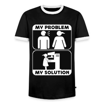 Radiologue Mon problème Mon pictogramme Maman Papa Radiographie - T-shirt contrasté Homme - noir/blanc - Devant - AI Model Female 172 light (172cm) & AI Model Male 178 light (178cm)