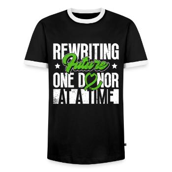 Organ Donor Organ Transplant Organ Donation - Men's Ringer Shirt - black/white - Front - AI Model Female 172 light (172cm) & AI Model Male 178 light (178cm)