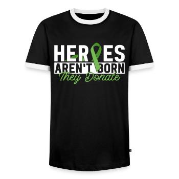 Organ Donor Organ Transplant Organ Donation - Men's Ringer Shirt - black/white - Front - AI Model Female 172 light (172cm) & AI Model Male 178 light (178cm)