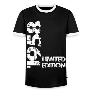 Limited Edition 1958 - Männer Kontrast-T-Shirt - Schwarz/Weiß - Vorne - AI Model Female 172 light (172cm) & AI Model Male 178 light (178cm)