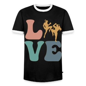 Muay Thai Boxen Kampfsport - Männer Kontrast-T-Shirt - Schwarz/Weiß - Vorne - AI Model Female 172 light (172cm) & AI Model Male 178 light (178cm)