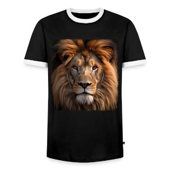 Löwen realistic Löwe - Männer Kontrast-T-Shirt - Schwarz/Weiß - Vorne - AI Model Female 172 light (172cm) & AI Model Male 178 light (178cm)