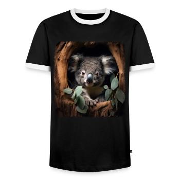 Koalas realistic Koala - Men's Ringer Shirt - black/white - Front - AI Model Female 172 light (172cm) & AI Model Male 178 light (178cm)
