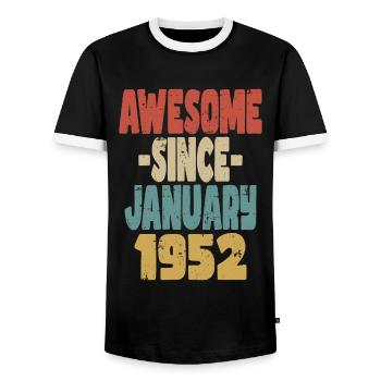 Génial janvier 1952 - T-shirt contrasté Homme - noir/blanc - Devant - AI Model Female 172 light (172cm) & AI Model Male 178 light (178cm)