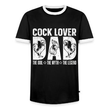 Cock Lover Dad The Idol The Myth The Farm Animal - Men's Ringer Shirt - black/white - Front - AI Model Female 172 light (172cm) & AI Model Male 178 light (178cm)