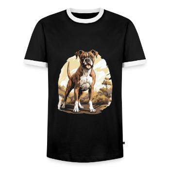Boxer Dog Breed Pet - Cute Graphic - Men's Ringer Shirt - black/white - Front - AI Model Female 172 light (172cm) & AI Model Male 178 light (178cm)