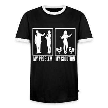 Cock Lover My Problem My Pictogram Mom Dad Poultry - Männer Kontrast-T-Shirt - Schwarz/Weiß - Vorne - AI Model Female 172 light (172cm) & AI Model Male 178 light (178cm)