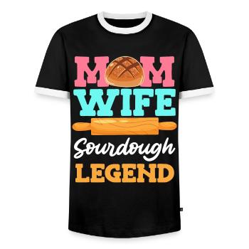 Mom Wife Sourdough Legend Backfans Frauen - Männer Kontrast-T-Shirt - Schwarz/Weiß - Vorne - AI Model Female 172 light (172cm) & AI Model Male 178 light (178cm)