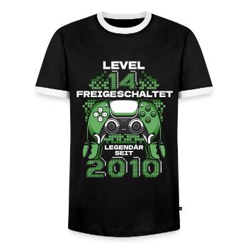 Gaming 14. Geburtstag 5 Jahre Gamer - Männer Kontrast-T-Shirt - Schwarz/Weiß - Vorne - AI Model Female 172 light (172cm) & AI Model Male 178 light (178cm)