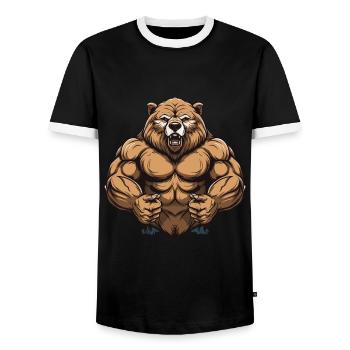 Bär Grizzly Beast Martial Arts MMA Gym - Männer Kontrast-T-Shirt - Schwarz/Weiß - Vorne - AI Model Female 172 light (172cm) & AI Model Male 178 light (178cm)