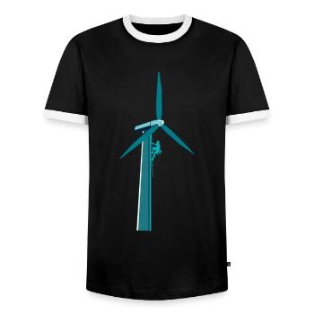 Wind Power Climbing Wind Wind Energy - Men's Ringer Shirt - black/white - Front - AI Model Female 172 light (172cm) & AI Model Male 178 light (178cm)