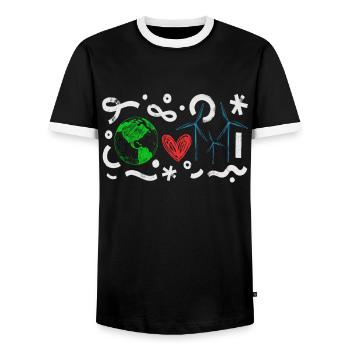 Wind Power Heart Earth Wind Wind Energy - Men's Ringer Shirt - black/white - Front - AI Model Female 172 light (172cm) & AI Model Male 178 light (178cm)