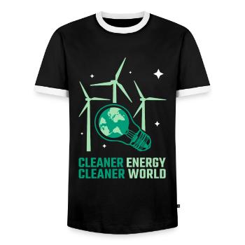 Énergie éolienne Énergie plus propre Énergie éolienne - T-shirt contrasté Homme - noir/blanc - Devant - AI Model Female 172 light (172cm) & AI Model Male 178 light (178cm)