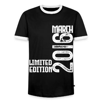 Cadeau Anniversaire Mars 2016. March 2016. mars - T-shirt contrasté Homme - noir/blanc - Devant - AI Model Female 172 light (172cm) & AI Model Male 178 light (178cm)
