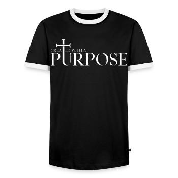 Créé dans un but Croix verset biblique Éphésiens - T-shirt contrasté Homme - noir/blanc - Devant - AI Model Female 172 light (172cm) & AI Model Male 178 light (178cm)