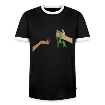 Don d’organes Greffe d’organes Don d’organes - T-shirt contrasté Homme - noir/blanc - Devant - AI Model Female 172 light (172cm) & AI Model Male 178 light (178cm)