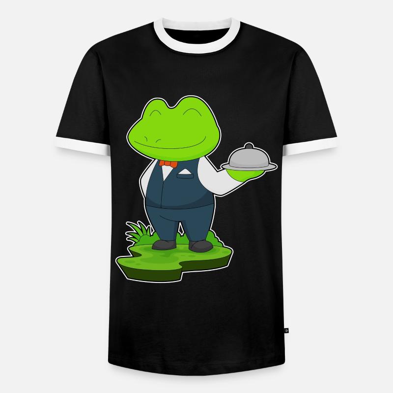 Frosch Kellner Servierplatte - Männer Kontrast-T-Shirt - Schwarz/Weiß