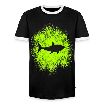 Requin requin dans l’océan - T-shirt contrasté Homme - noir/blanc - Devant - AI Model Female 172 light (172cm) & AI Model Male 178 light (178cm)