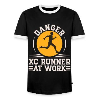 Cross Country Runner Design - XC Coach - Running - Männer Kontrast-T-Shirt - Schwarz/Weiß - Vorne - AI Model Female 172 light (172cm) & AI Model Male 178 light (178cm)