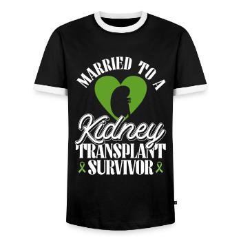 Organ Donor Kidney Organ Transplant - Men's Ringer Shirt - black/white - Front - AI Model Female 172 light (172cm) & AI Model Male 178 light (178cm)