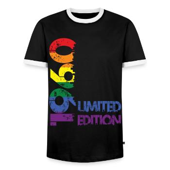 Édition limitée 1960 - T-shirt contrasté Homme - noir/blanc - Devant - AI Model Female 172 light (172cm) & AI Model Male 178 light (178cm)
