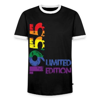 Édition limitée 1955 - T-shirt contrasté Homme - noir/blanc - Devant - AI Model Female 172 light (172cm) & AI Model Male 178 light (178cm)