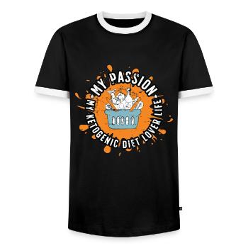 Amoureux du régime cétogène Ma passion Mon régime pauvre en glucides - T-shirt contrasté Homme - noir/blanc - Devant - AI Model Female 172 light (172cm) & AI Model Male 178 light (178cm)