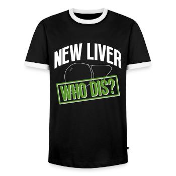 Greffe d’organe hépatique d’un donneur d’organes - T-shirt contrasté Homme - noir/blanc - Devant - AI Model Female 172 light (172cm) & AI Model Male 178 light (178cm)