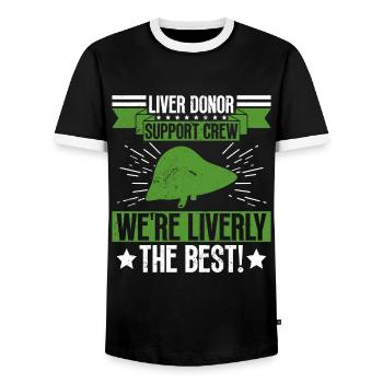 Greffe d’organe hépatique d’un donneur d’organes - T-shirt contrasté Homme - noir/blanc - Devant - AI Model Female 172 light (172cm) & AI Model Male 178 light (178cm)