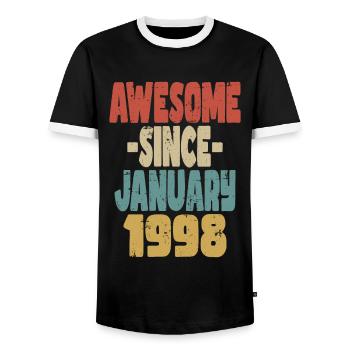 Génial Janvier 1998 - T-shirt contrasté Homme - noir/blanc - Devant - AI Model Female 172 light (172cm) & AI Model Male 178 light (178cm)