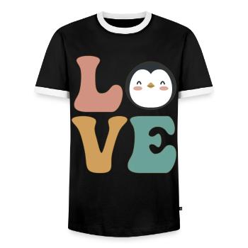 Mignon amant de pingouin - T-shirt contrasté Homme - noir/blanc - Devant - AI Model Female 172 light (172cm) & AI Model Male 178 light (178cm)