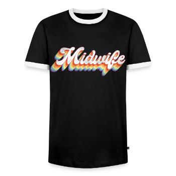 Nurse Midwife Birth Worker Retro - Männer Kontrast-T-Shirt - Schwarz/Weiß - Vorne - AI Model Female 172 light (172cm) & AI Model Male 178 light (178cm)