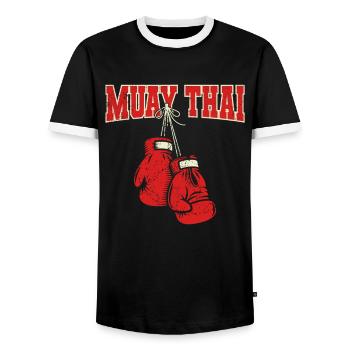 Muay Thaï - T-shirt contrasté Homme - noir/blanc - Devant - AI Model Female 172 light (172cm) & AI Model Male 178 light (178cm)