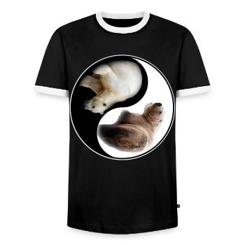 Yin Yang Bear - Men's Ringer Shirt - black/white - Front - AI Model Female 172 light (172cm) & AI Model Male 178 light (178cm)