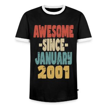 Génial janvier 2001 - T-shirt contrasté Homme - noir/blanc - Devant - AI Model Female 172 light (172cm) & AI Model Male 178 light (178cm)