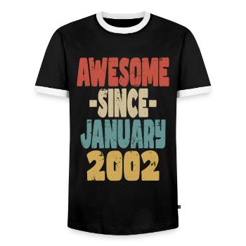 Génial Janvier 2002 - T-shirt contrasté Homme - noir/blanc - Devant - AI Model Female 172 light (172cm) & AI Model Male 178 light (178cm)