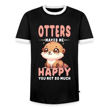 Niedliche Ottergrafik mit lustigem Zitat für Tier - Männer Kontrast-T-Shirt - Schwarz/Weiß - Vorne - AI Model Female 172 light (172cm) & AI Model Male 178 light (178cm)