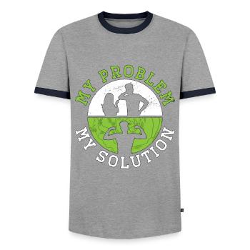 Low Carb Diet Lover My Problem My Pictogram Dad - Men's Ringer Shirt - grey/navy  - Front - AI Model Female 172 light (172cm) & AI Model Male 178 light (178cm)