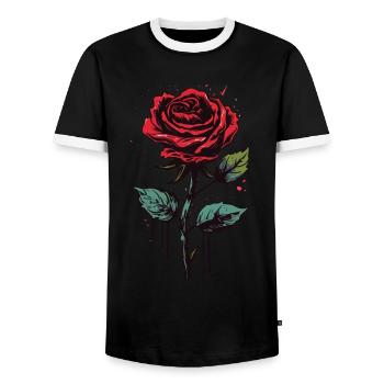 Rote Rose Grunge Ästhetik Vintage Grafik Geschenk - Männer Kontrast-T-Shirt - Schwarz/Weiß - Vorne - AI Model Female 172 light (172cm) & AI Model Male 178 light (178cm)