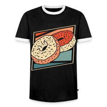 Doughnut - Men's Ringer Shirt - black/white - Front - AI Model Female 172 light (172cm) & AI Model Male 178 light (178cm)