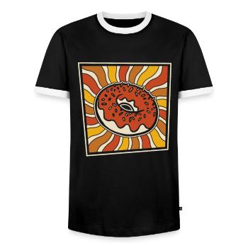 Doughnut - Men's Ringer Shirt - black/white - Front - AI Model Female 172 light (172cm) & AI Model Male 178 light (178cm)