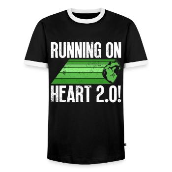 Transplantation cardiaque Don d’organes Greffe - T-shirt contrasté Homme - noir/blanc - Devant - AI Model Female 172 light (172cm) & AI Model Male 178 light (178cm)
